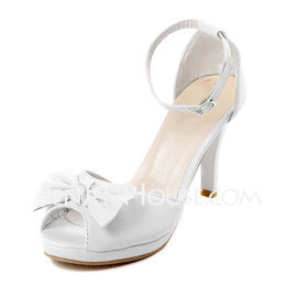 Leatherette Stiletto Heel Plateau Pumps Sandals Bruidsschoenen met Bowknot Buckle (047011911)