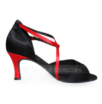 Satin Heels Sandals Latin Dance Shoes With Ankle Strap (053006990)