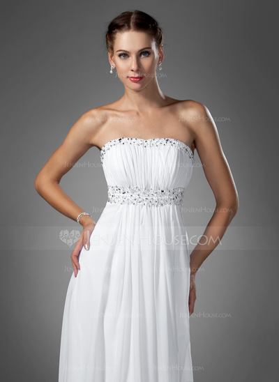 Empire Sweetheart Sweep Train Chiffon Evening Dress With Ruffle Beading Sequins (017004374)