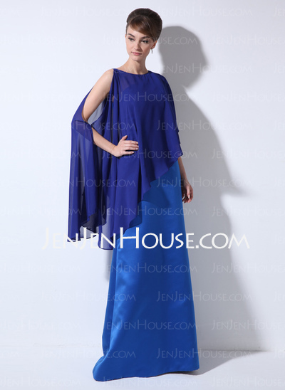 Etui-Linie One-Shoulder-Träger Bodenlang Satin Kleid für die Brautmutter (008022448)