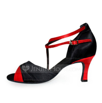 Satin Heels Sandals Latin Dance Shoes With Ankle Strap (053006990)