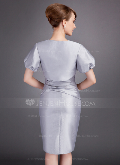 Sheath Strapless Knee-Length Taffeta Mother of the Bride Dress With Ruffle Lace Beading (008005750)