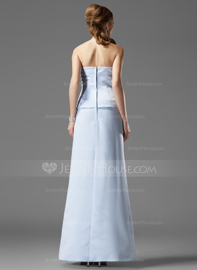 Sheath Strapless Floor-Length Satin Mother of the Bride Dress With Beading (008003492)