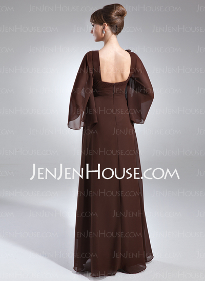 Empire Scoop Neck Floor-Length Chiffon Mother of the Bride Dress With Ruffle Flower(s) (008006391)