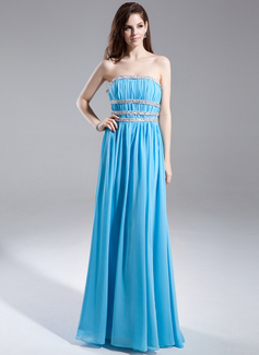 A-Line/Princess Strapless Floor-Length Chiffon Prom Dress With Ruffle Sash Beading (018015846)