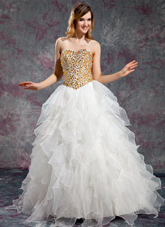 De baile Coração Vestidos longo Organza Vestidos de baile com Bordado (018019131)