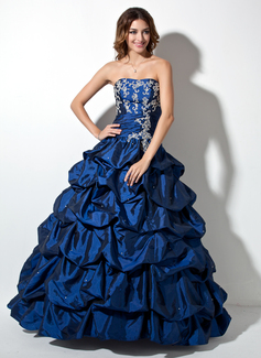 Ball-Gown Sweetheart Floor-Length Taffeta Quinceanera Dress With Ruffle Lace Beading (021003138)