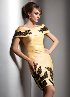 Tubo Sem o ombro Curto/ Mini Tafetá Vestido de festa com laço (017005591)