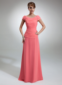 A-Line/Princess Off-the-Shoulder Floor-Length Chiffon Mother of the Bride Dress With Ruffle Beading (008006053)