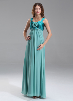Empire Sweetheart Floor-Length Chiffon Charmeuse Maternity Bridesmaid Dress With Ruffle Flower(s) (045022487)