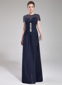 Vestidos princesa/ Formato A Decote redondo Cauda vassoura Tecido de seda Vestidos de festa com Pregueado Bordado (017019449)