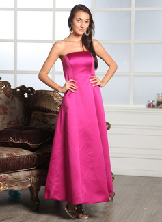 Vestidos princesa/ Formato A Sem alça Na altura do tornozelo cetim Vestido de madrinha (007005164)