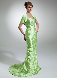 Mermaid Sweetheart Sweep Train Charmeuse Mother of the Bride Dress With Ruffle Beading (008006284)
