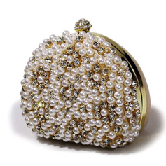 Schitterende satijnen Shell Met Oostenrijkse Rhinestones Evening Handbags (Gold) (012012253)
