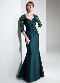 Mermaid Sweetheart Floor-Length Taffeta Lace Mother of the Bride Dress With Ruffle (008005634)