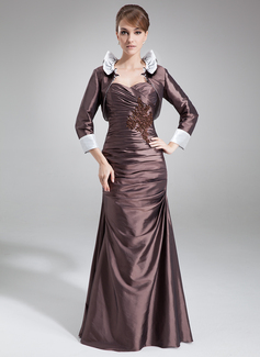 A-Line/Princess Sweetheart Floor-Length Taffeta Mother of the Bride Dress With Ruffle Lace Beading (008006516)
