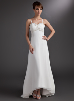A-Line/Principessa A cuore Asimmetrico Chiffon Abiti per matrimonio con Pizzo Perline (002012887)