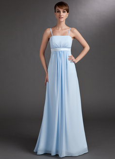 Empire Floor-Length Chiffon Charmeuse Maternity Bridesmaid Dress With Ruffle Sash (045004393)