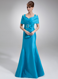 Mermaid Off-the-Shoulder Floor-Length Taffeta Mother of the Bride Dress With Ruffle Beading (008006456)