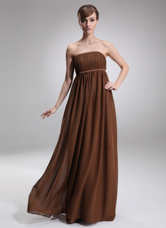 Empire Strapless Floor-Length Chiffon Charmeuse Maternity Bridesmaid Dress With Ruffle (045004381)