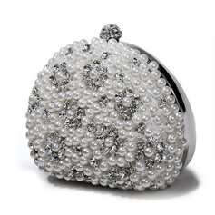 Schitterende satijnen Shell Met Oostenrijkse Rhinestones Avond Handbags (Wit) (012012251)