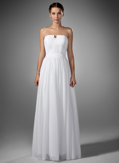 A-Line/Princess Sweetheart Floor-Length Chiffon Prom Dress With Ruffle (018005106)