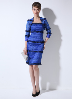 Sheath Knee-Length Taffeta Organza Mother of the Bride Dress With Sash (008006506)