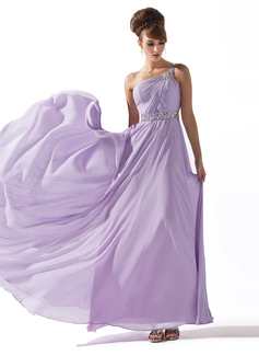 A-Line/Princess One-Shoulder Floor-Length Chiffon Prom Dress With Ruffle Beading Sequins (018013785)