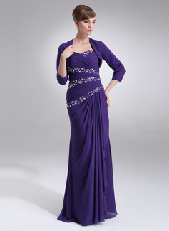 Sheath Sweetheart Floor-Length Chiffon Mother of the Bride Dress With Ruffle Beading Sequins (008006030)