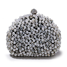 Schitterende satijnen Shell Met Oostenrijkse Rhinestones Avond Handbags (Zwart) (012012252)