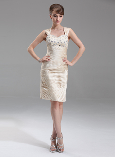 Sheath Sweetheart Knee-Length Charmeuse Mother of the Bride Dress With Ruffle Lace Beading (008006020)