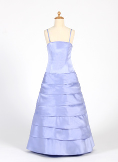 A-Line/Princess Floor-Length Satin Junior Bridesmaid Dress (009016219)