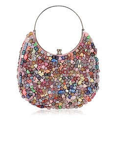 Pretty Cotton with Multicolor Acryl Shapes Evening Handbag/Wristlet (012025189)
