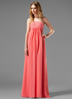 Empire Strapless Floor-Length Chiffon Maternity Bridesmaid Dresses With Lace (045022466)