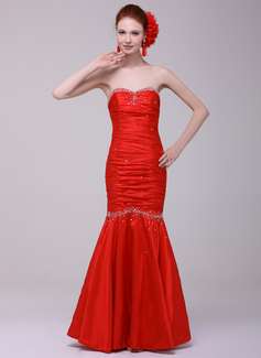 Mermaid Sweetheart Floor-Length Satin Evening Dress With Ruffle Beading (017016152)