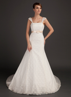 Stile sirena Coda a strascico cappella raso Pizzo Abito per matrimonio con Fusciacche (002015559)
