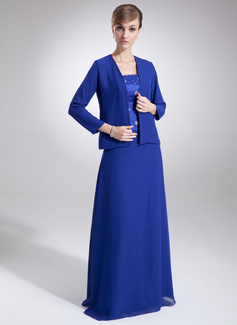 A-Line/Princess Strapless Floor-Length Chiffon Charmeuse Bridesmaid Dress With Beading Sequins (007002108)