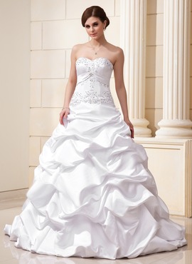 Ball-Gown Sweetheart Court Train Satin Wedding Dress With Ruffle Lace Beadwork Sequins (002012635)
