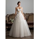 De baile Coração Vestidos longo cetim Tule Vestido de noiva com Pregueado Cintos Bordado Apliques fecho de correr (002013803)
