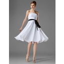 A-Line/Princess Strapless Knee-Length Chiffon Bridesmaid Dress With Ruffle Sash (007000954)