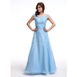 A-Line/Princess Off-the-Shoulder Floor-Length Taffeta Organza Prom Dress With Beading Flower(s) Sequins (018025279)