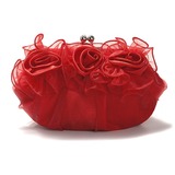 Red Gorgeous Satin/ Tulle Shell Evening Handbags/ Clutches More Colors Available(012005449)
