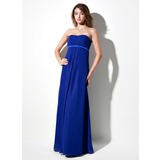 Império Coração Vestidos longo Chifon Charmeuse Vestido de madrinha com Pregueado (007001895)