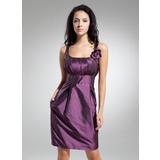 Sheath Scoop Neck Knee-Length Taffeta Homecoming Dress With Ruffle Flower(s) (022014926)