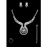 Elegant Shimmer Ladies' Jewelry Set Including Necklace ,Earrings, Ring And Bracelet (011016822)