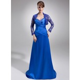 Sheath Sweetheart Sweep Train Charmeuse Mother of the Bride Dress With Ruffle (008006396)