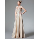 A-Line/Princess Sweetheart Floor-Length Charmeuse Evening Dress With Ruffle Beading (017022514)