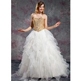 Ball-Gown Sweetheart Floor-Length Organza Prom Dress With Beading (018019131)