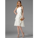 A-Line/Princess Scoop Neck Knee-Length Chiffon Cocktail Dress With Lace (016022511)