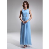 A-Line/Princess Cowl Neck Ankle-Length Chiffon Mother of the Bride Dress With Embroidered Ruffle (008006496)